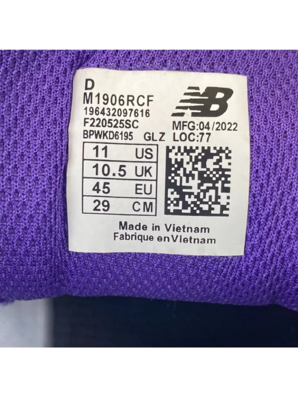 New Balance Men's 1906R Hornets M1906RCF Grey Virtual Blue Prism Purple Size 11